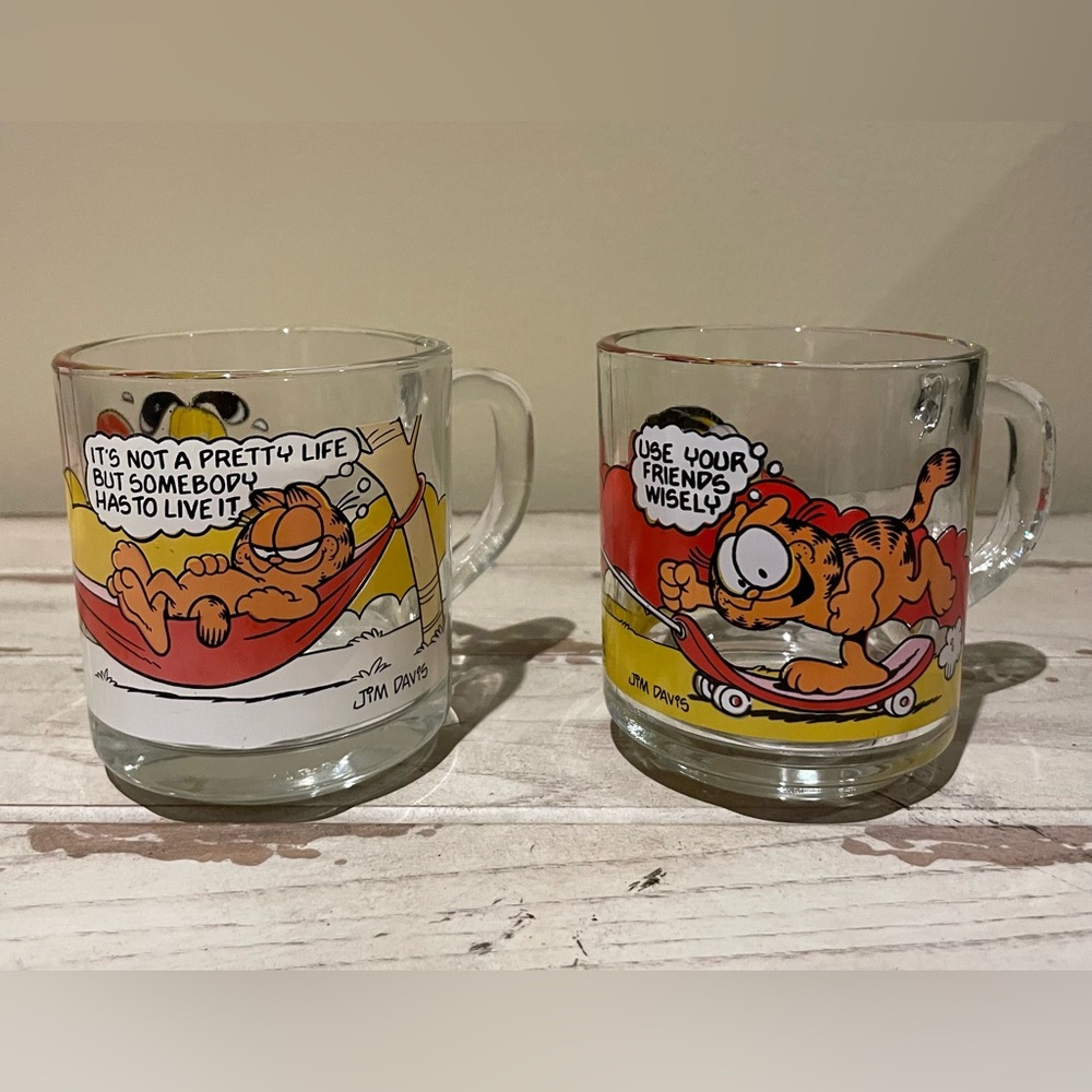 Set of 2 Vintage Garfield Odie Mugs 1978 McDonalds Jim Davis EUC